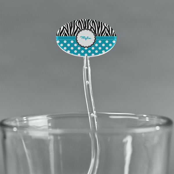Dots & Zebra Clear Plastic 7" Stir Stick - Oval - Main