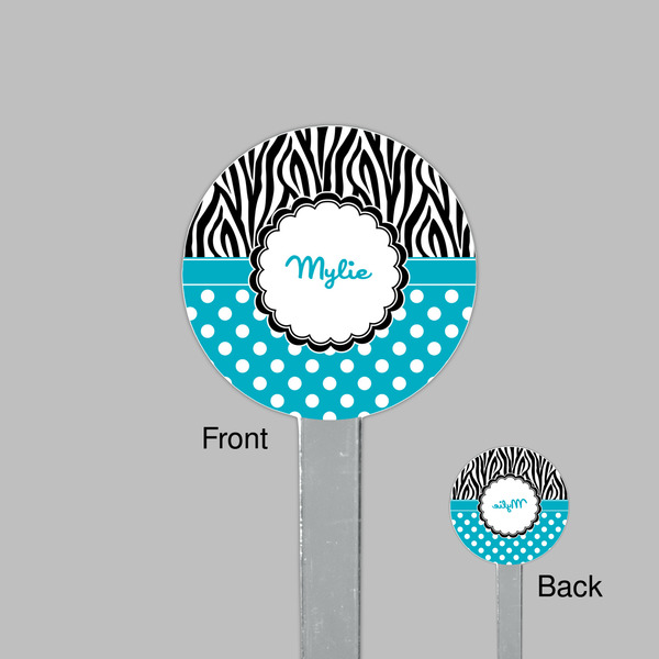 Dots & Zebra Clear Plastic 7" Stir Stick - Round - Front & Back