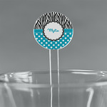 Dots & Zebra 7" Round Plastic Stir Sticks - Clear (Personalized)