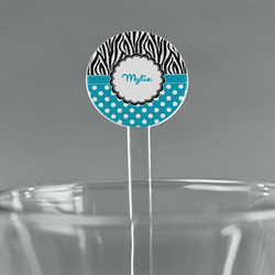 Dots & Zebra 7" Round Plastic Stir Sticks - Clear (Personalized)