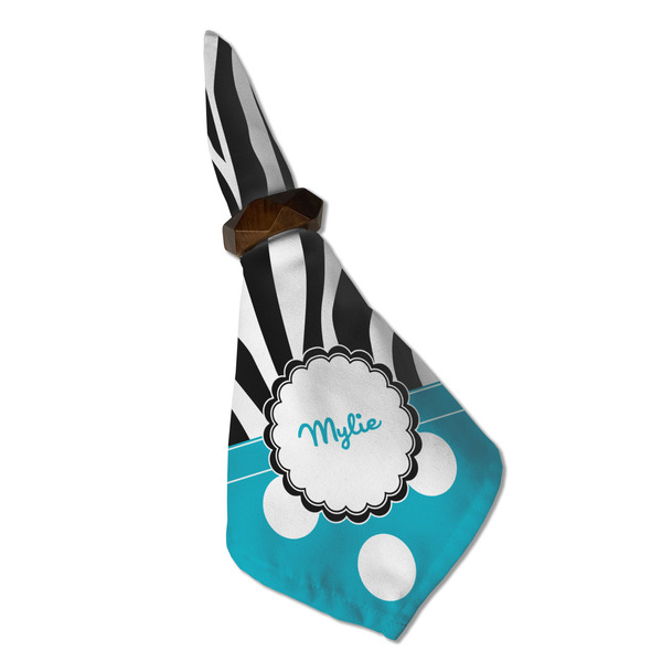 Dots & Zebra Cloth Napkins - Personalized Dinner (Folded in Ring) (MAIN)
