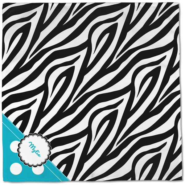 Dots & Zebra Cloth Napkins - Personalized Dinner (Full Open)