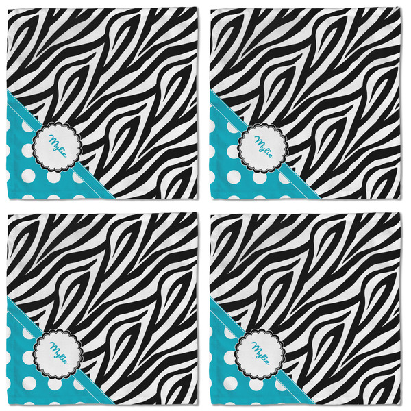 Dots & Zebra Cloth Napkins - Personalized Lunch (APPROVAL) Set of 4