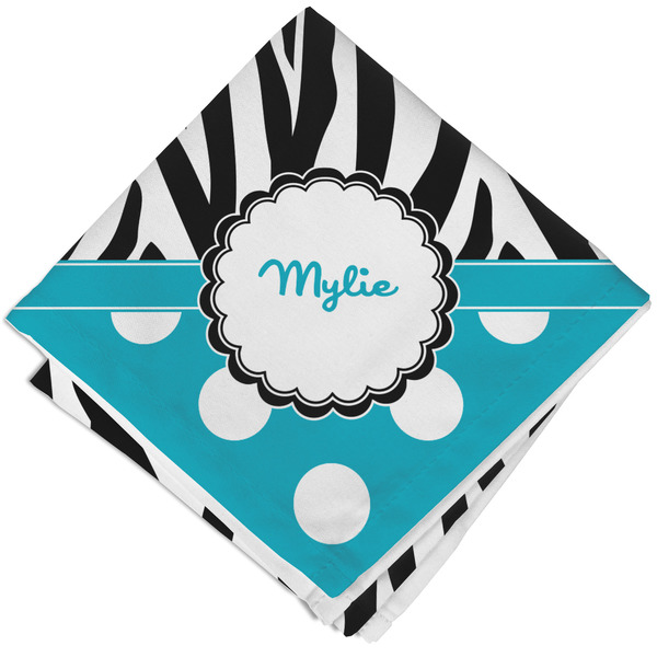 Dots & Zebra Cloth Napkins - Personalized Lunch (Folded Four Corners)