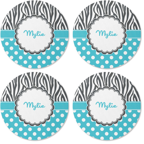 Dots & Zebra Coaster Round Rubber Back - Apvl