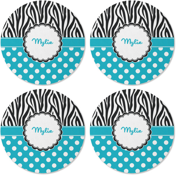 Dots & Zebra Coaster Round Rubber Back - Apvl