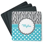 Dots & Zebra Square Rubber Backed Coasters - Set of 4 (Personalized)