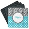 Dots & Zebra Square Rubber Backed Coasters - Set of 4 (Personalized)