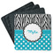 Dots & Zebra Square Rubber Backed Coasters - Set of 4 (Personalized)