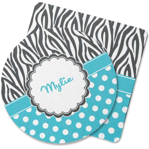 Custom Dots & Zebra Rubber Backed Coaster (Personalized)