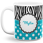 Dots & Zebra 11 Oz Coffee Mug - White (Personalized)