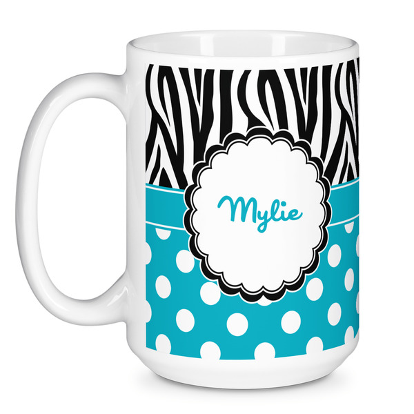 Dots & Zebra Coffee Mug - 15 oz - White