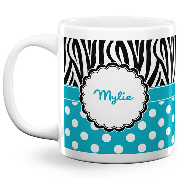 Custom Dots & Zebra 20 Oz Coffee Mug - White (Personalized)
