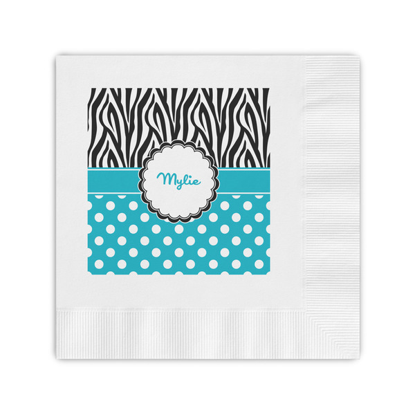 Custom Dots & Zebra Coined Cocktail Napkins (Personalized)