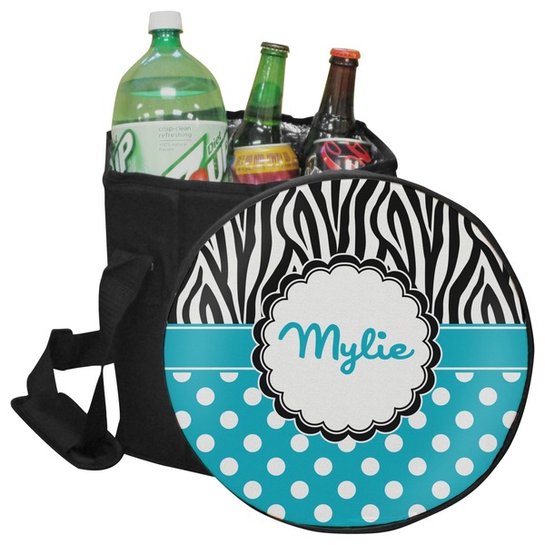 Custom Dots & Zebra Collapsible Cooler & Seat (Personalized)