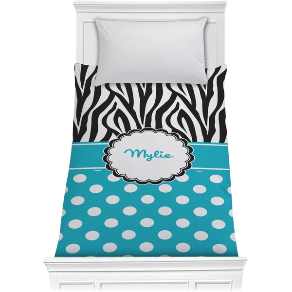 Custom Dots & Zebra Comforter - Twin (Personalized)