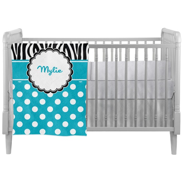 Custom Dots & Zebra Crib Comforter / Quilt (Personalized)