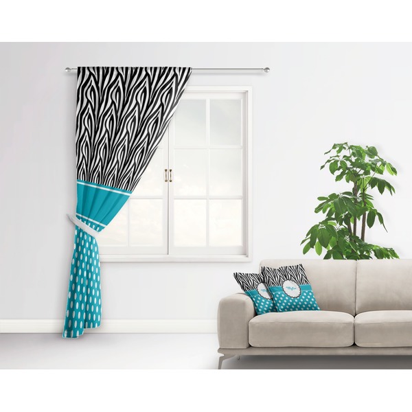 Dots & Zebra Curtain With Window and Rod - in Room Matching Pillow