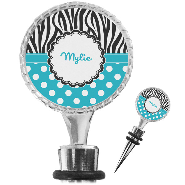 Custom Dots & Zebra Wine Bottle Stopper (Personalized)