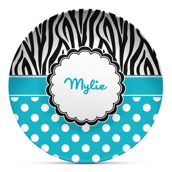 Custom Dots & Zebra Microwave Safe Plastic Plate - Composite Polymer (Personalized)