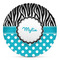 Dots & Zebra Microwave Safe Plastic Plate - Composite Polymer (Personalized)