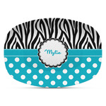 Dots & Zebra Plastic Platter - Microwave & Oven Safe Composite Polymer (Personalized)