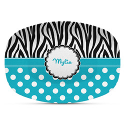 Dots & Zebra Plastic Platter - Microwave & Oven Safe Composite Polymer (Personalized)