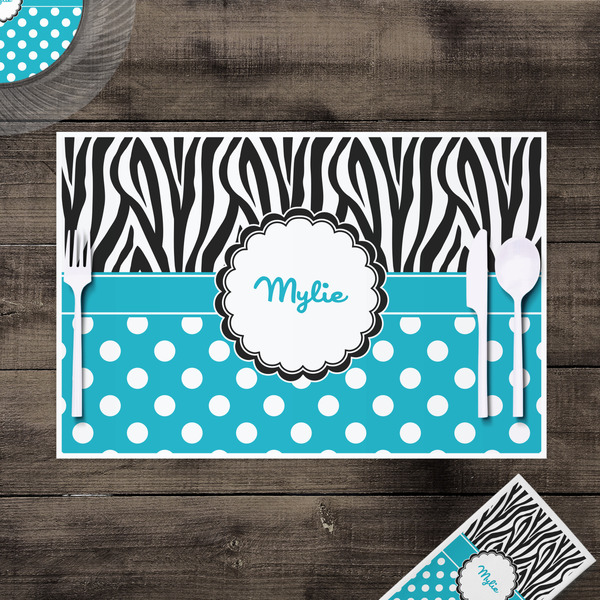 Dots & Zebra Disposable Paper Placemat - In Context