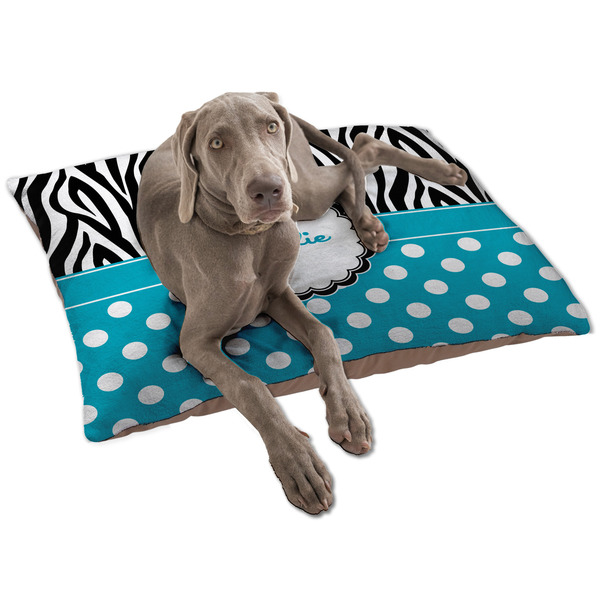 Custom Dots & Zebra Dog Bed - Large w/ Name or Text