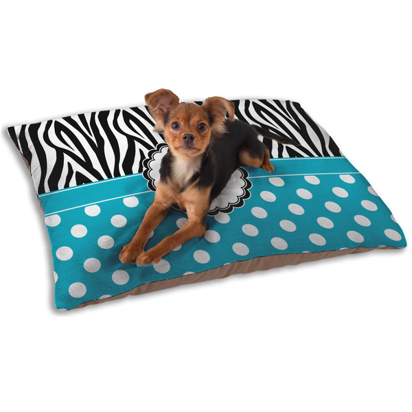 Custom Dots & Zebra Dog Bed - Small w/ Name or Text