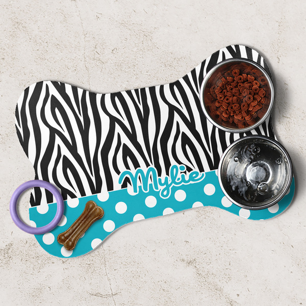 Dots & Zebra Dog Bone Shaped Mat Lifestyle