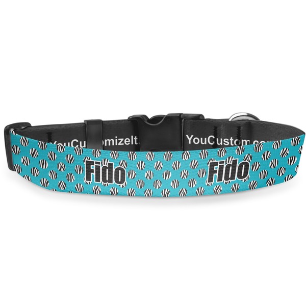 Custom Dots & Zebra Deluxe Dog Collar - Extra Large (16" to 27") (Personalized)