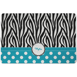 Dots & Zebra Dog Food Mat w/ Name or Text