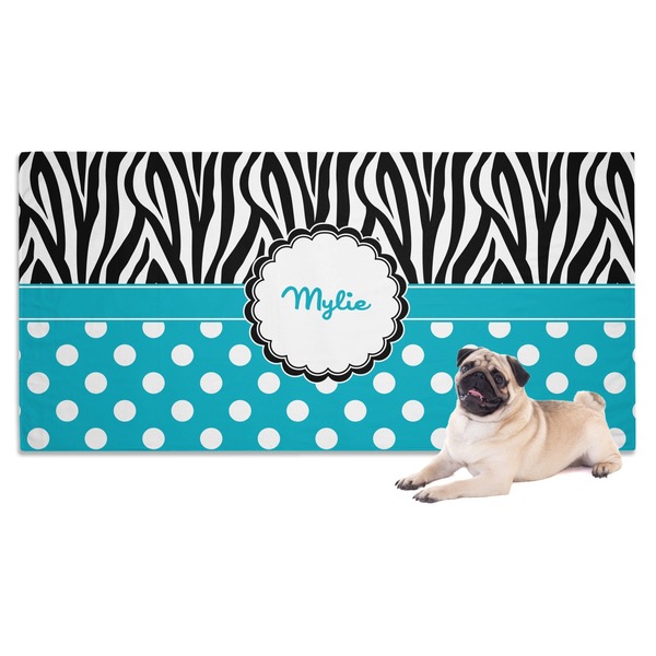 Custom Dots & Zebra Dog Towel (Personalized)