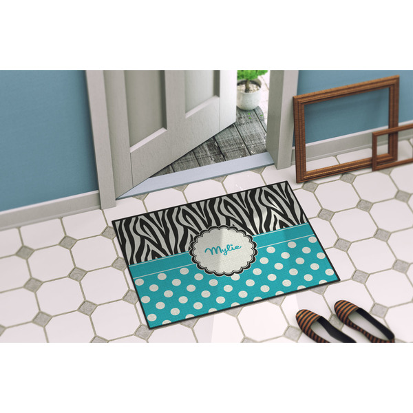Dots & Zebra Door Mat Lifestyle