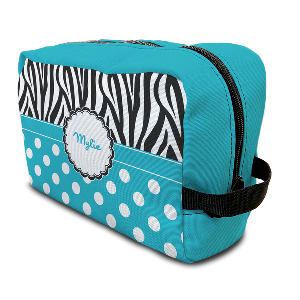Custom Dots & Zebra Toiletry Bag / Dopp Kit (Personalized)
