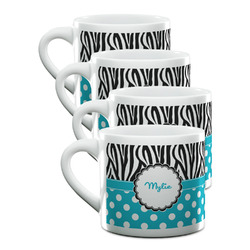 Dots & Zebra Double Shot Espresso Cups - Set of 4 (Personalized)