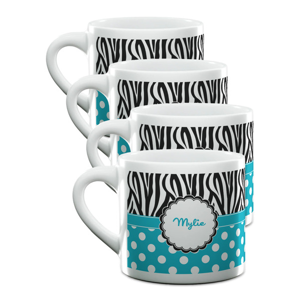 Custom Dots & Zebra Double Shot Espresso Cups - Set of 4 (Personalized)