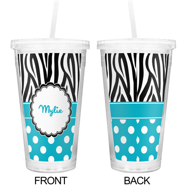 Dots & Zebra Double Wall Tumbler with Straw - Approval
