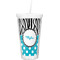 Dots & Zebra Double Wall Tumbler with Straw (Personalized)