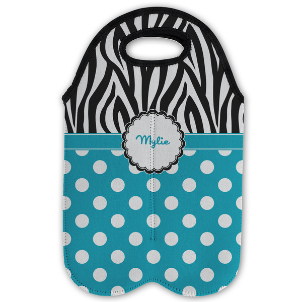 Dots & Zebra Double Wine Tote - Flat (new)