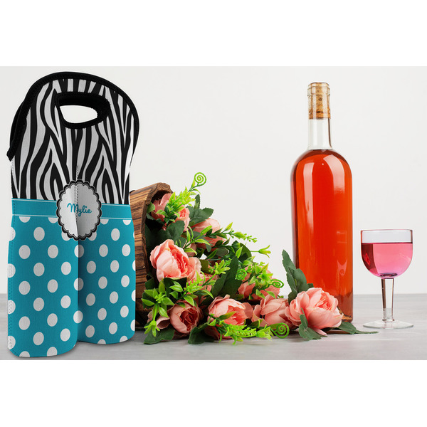 Dots & Zebra Double Wine Tote - LIFESTYLE (new)