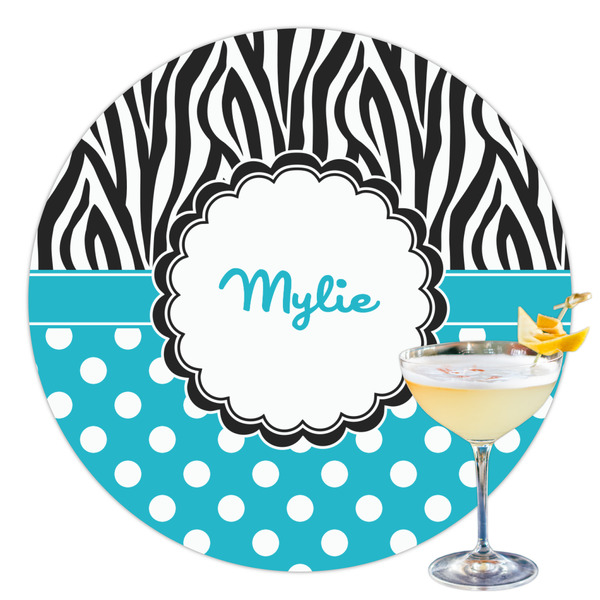 Custom Dots & Zebra Printed Drink Topper - 3.5" (Personalized)