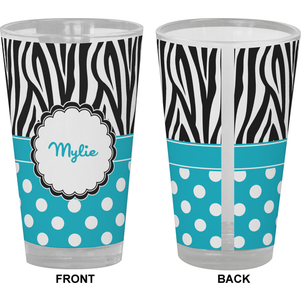 Dots & Zebra Pint Glass - Full Color - Front & Back Views