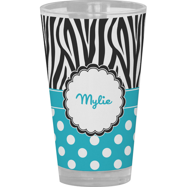 Custom Dots & Zebra Pint Glass - Full Color (Personalized)