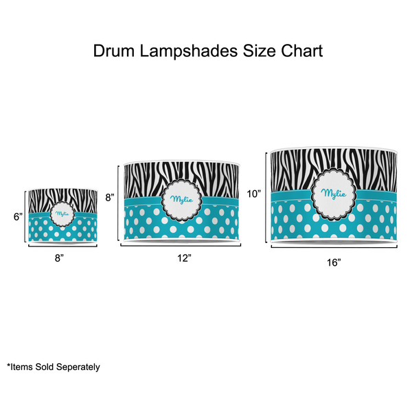 Dots & Zebra Drum Lampshades - Sizing Chart