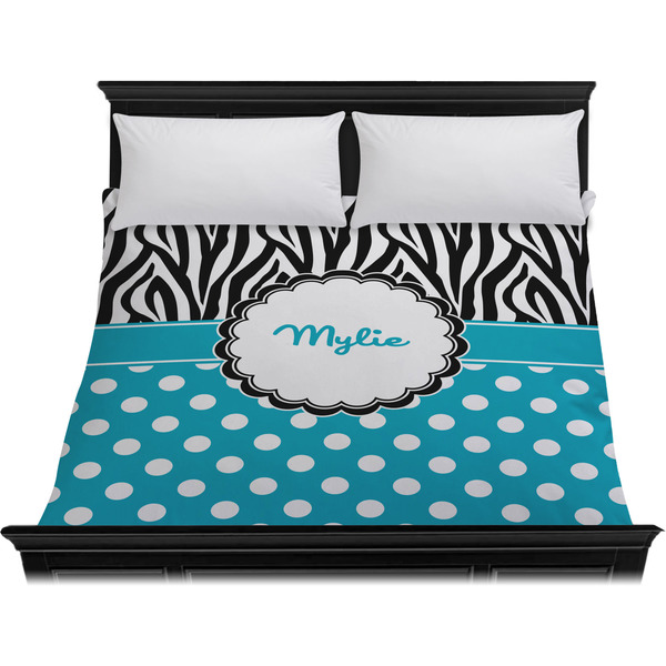 Dots & Zebra Duvet Cover - King - On Bed - No Prop