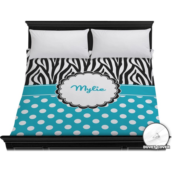 Custom Dots & Zebra Duvet Cover - King (Personalized)