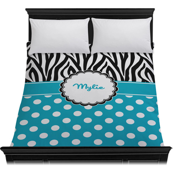 Dots & Zebra Duvet Cover - Queen - On Bed - No Prop
