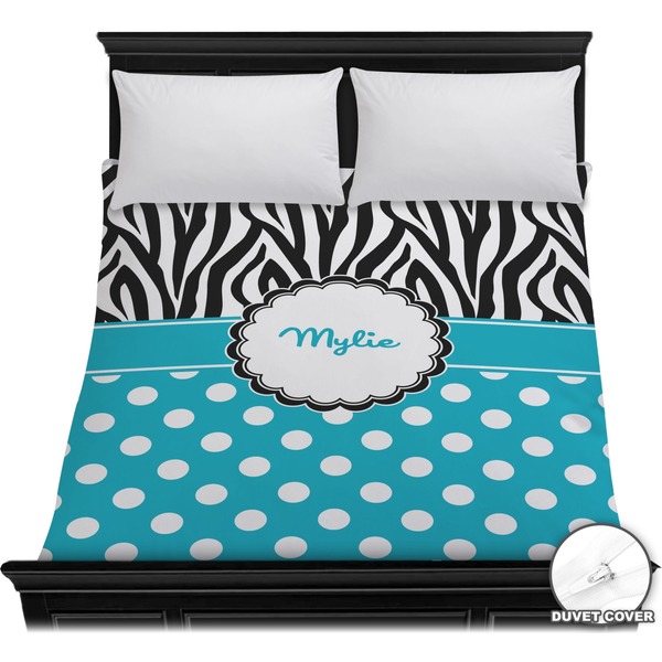 Custom Dots & Zebra Duvet Cover - Full / Queen (Personalized)
